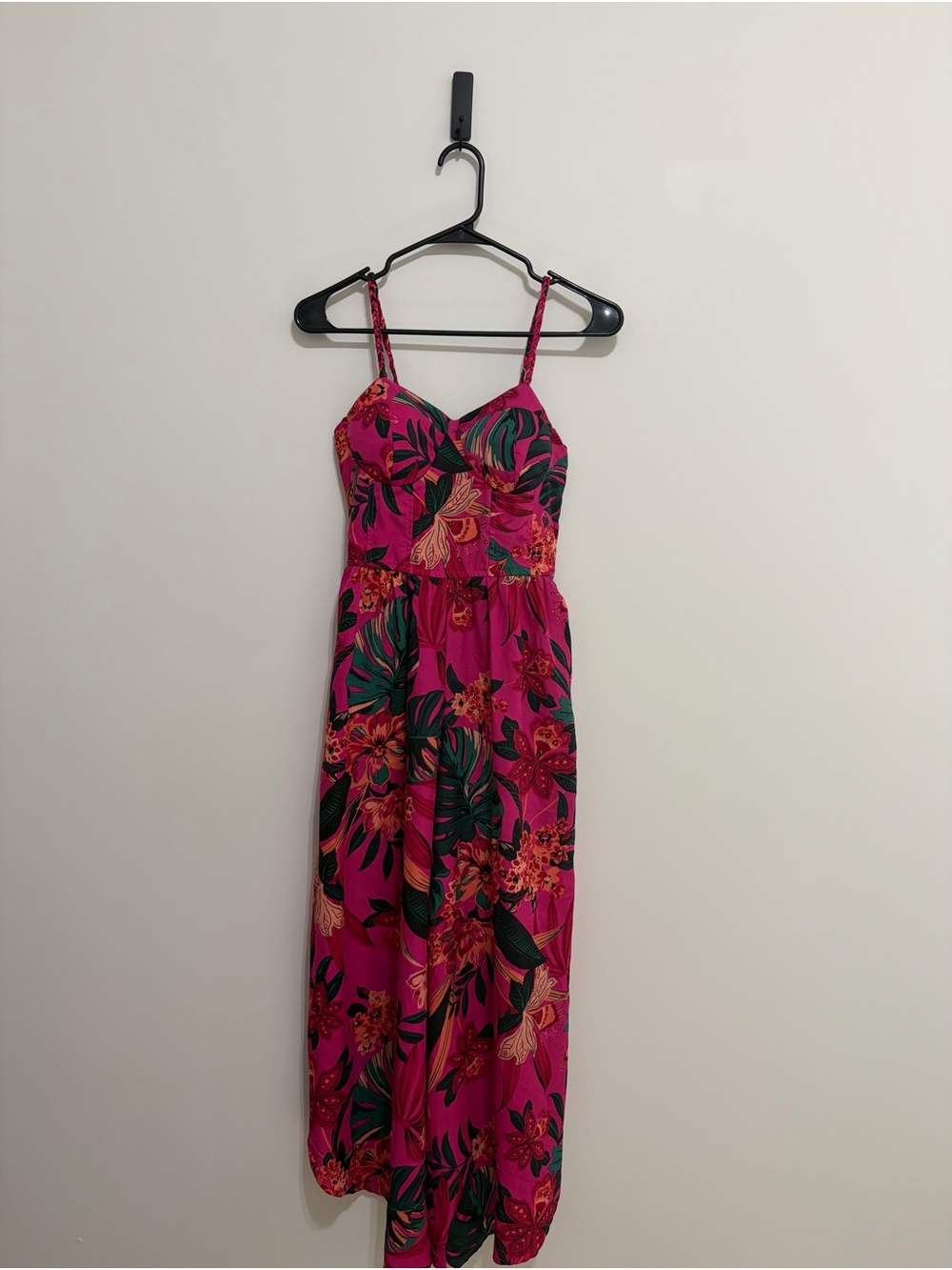 Women’s Fuchsia Floral Spaghetti-Strap Jumpsuit & Romper